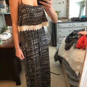 Black and white patterned maxi dress